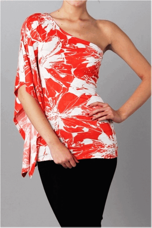 One Shoulder Floral Top